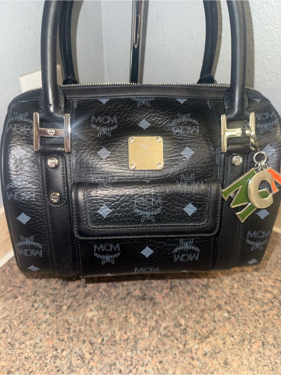 MCM Handbags - MCM Black Leather Satchel with original cards and MCM keychain EUC